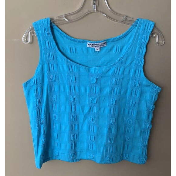 Andria Lieu Collection Jacket / Top Set Size Large 2-Piece Turquoise Textured B4 - Picture 3 of 6